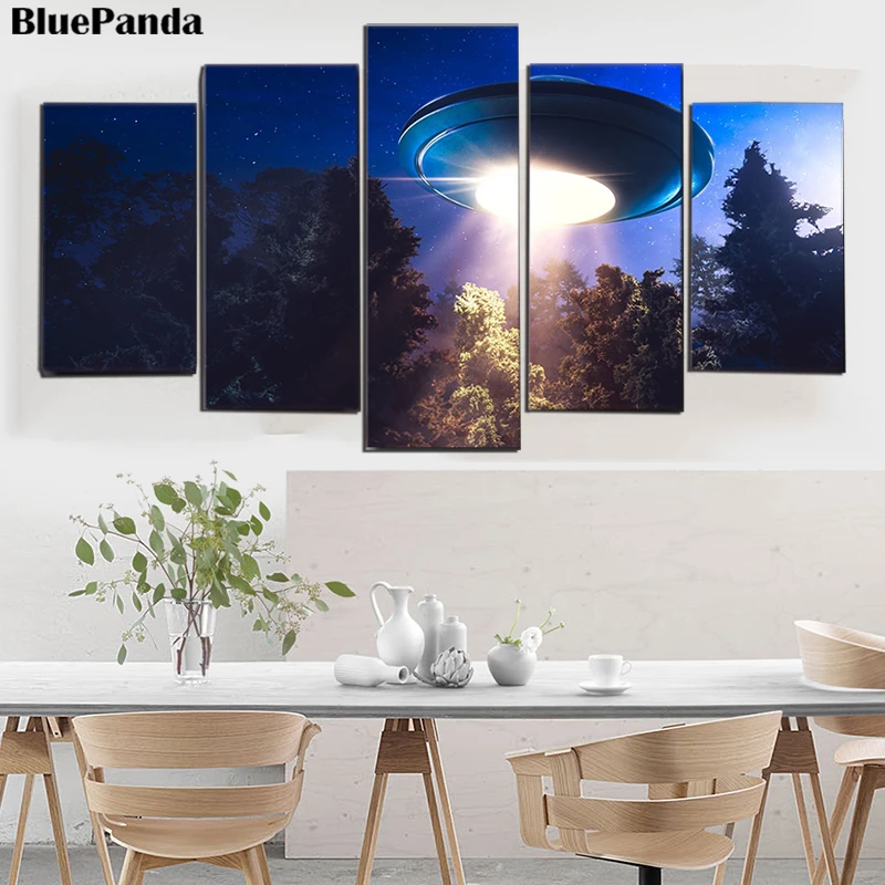 UFO Alien космический корабль Небесный пейзаж 5 шт. постер настенный художественный