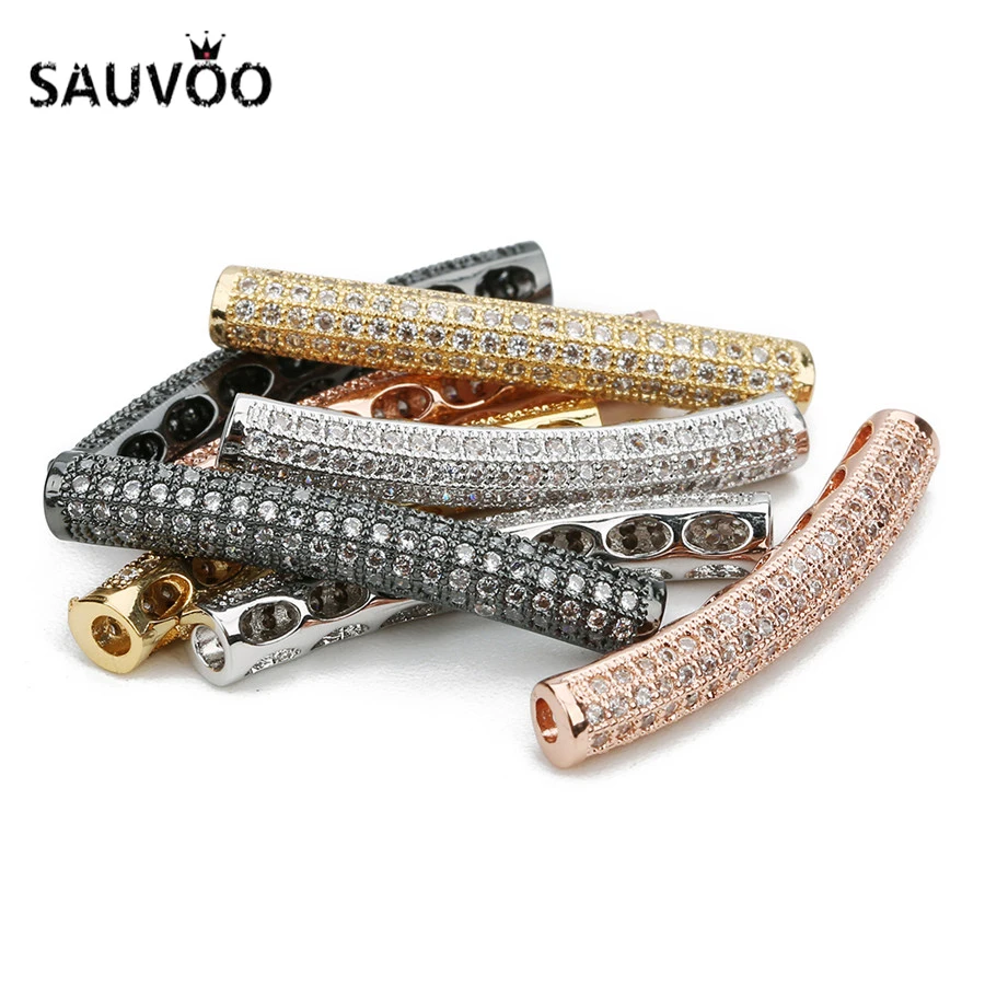 SAUVOO 2 шт. хрустальные стразы изогнутая прокладка трубки бусины с мм отверстием