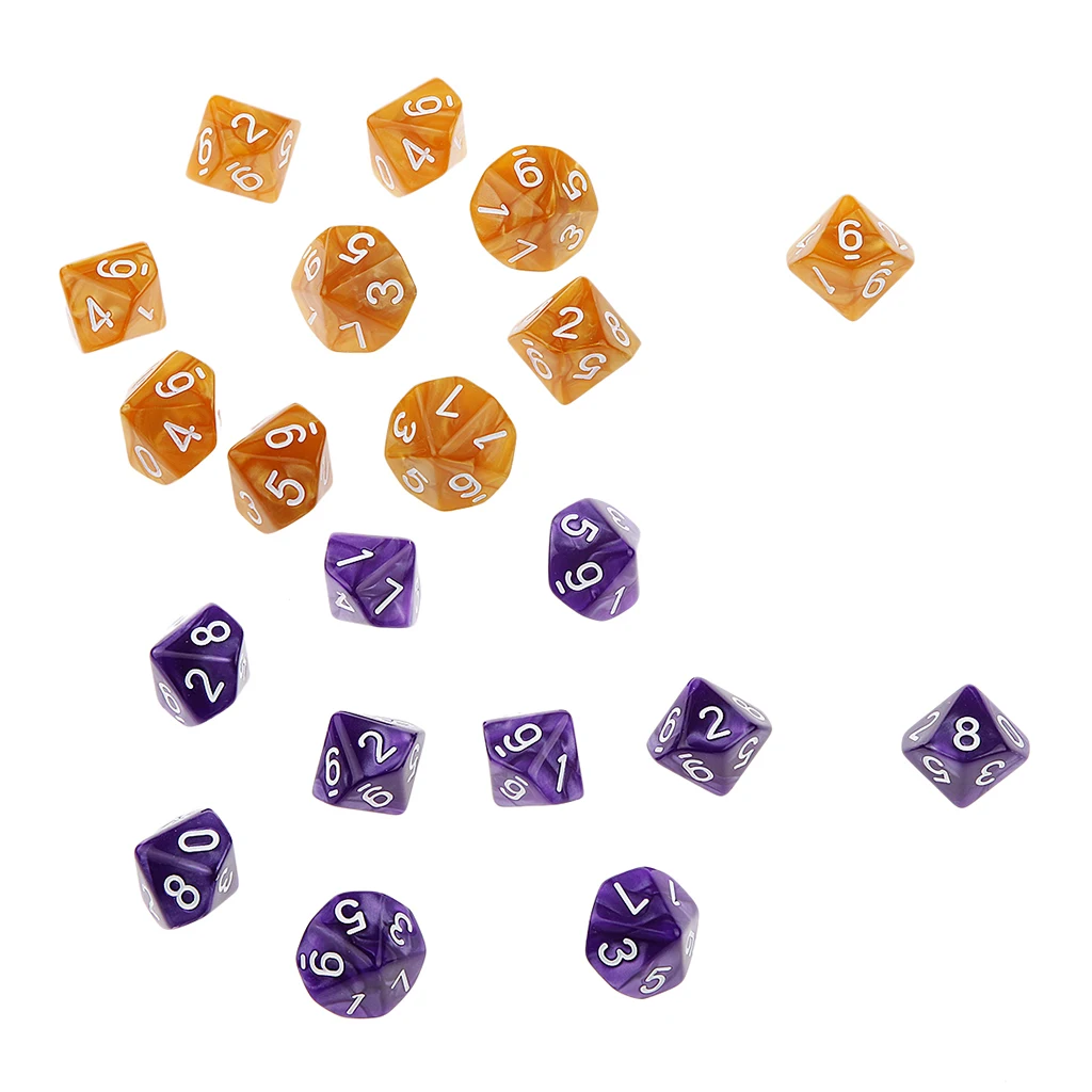20pcs D & кубики для RPG Dungeons и Dragons настольные игры ролевых игр многогранные D6 D10 D12 D20