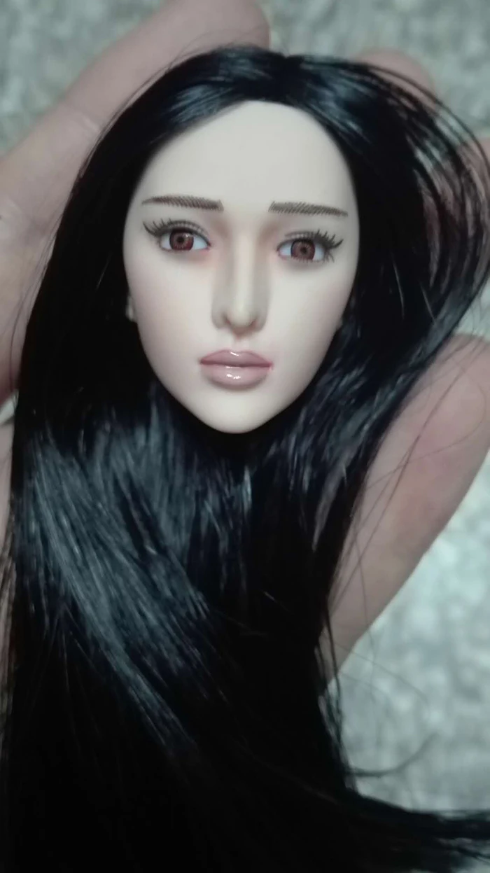 Коллекционная модель WLS004, модель 1/6 года, женская голова, скульптурная голова азиатской звезды бинбинг, Веерная голова, скульптурная голова, длинные черные волосы, подвижные глаза, 12 дюймов, фигурка