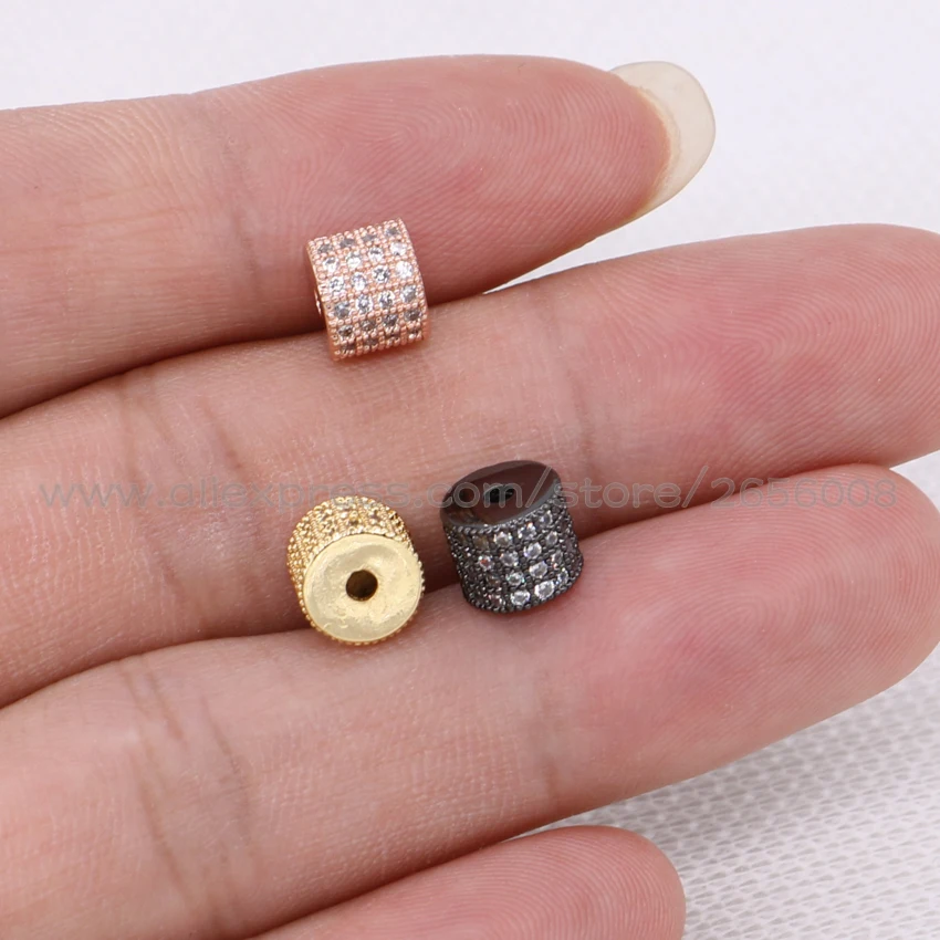 8Pcs Micro pave Cubic Zircon Charm Handcrafted Cylinder shape tiny Bracelet Accessories mix colors jewelry finding 1546 | Украшения и