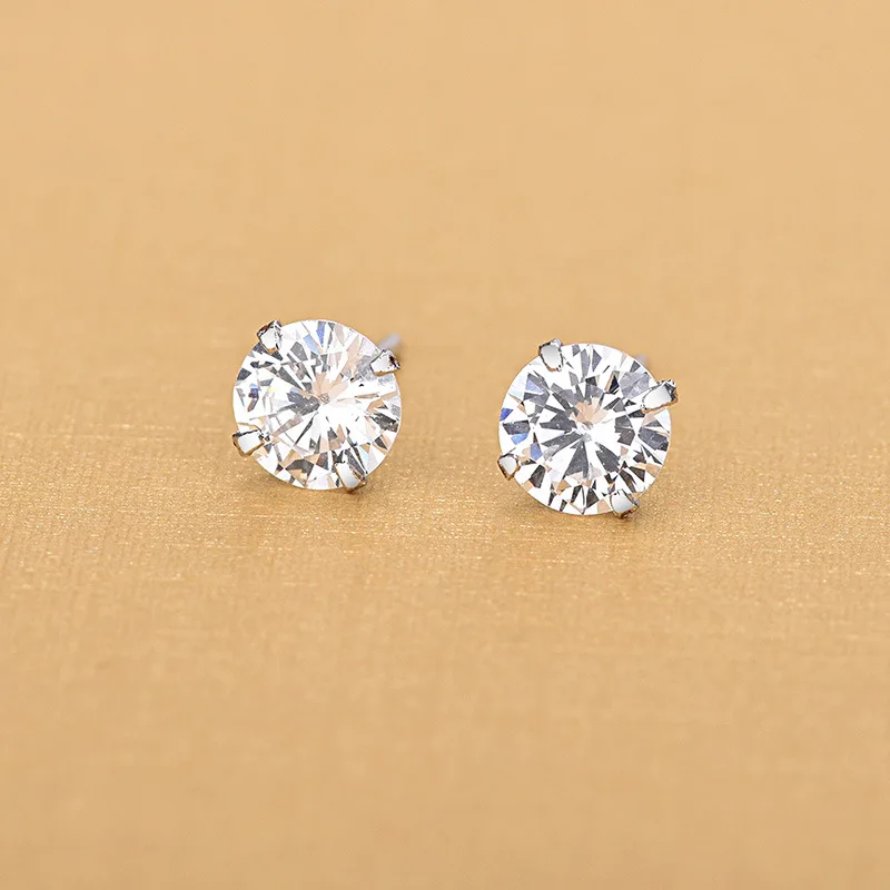 Элегантные серьги гвоздики с фианитами 4 мм/5 мм/6 мм|Серьги-гвоздики| |