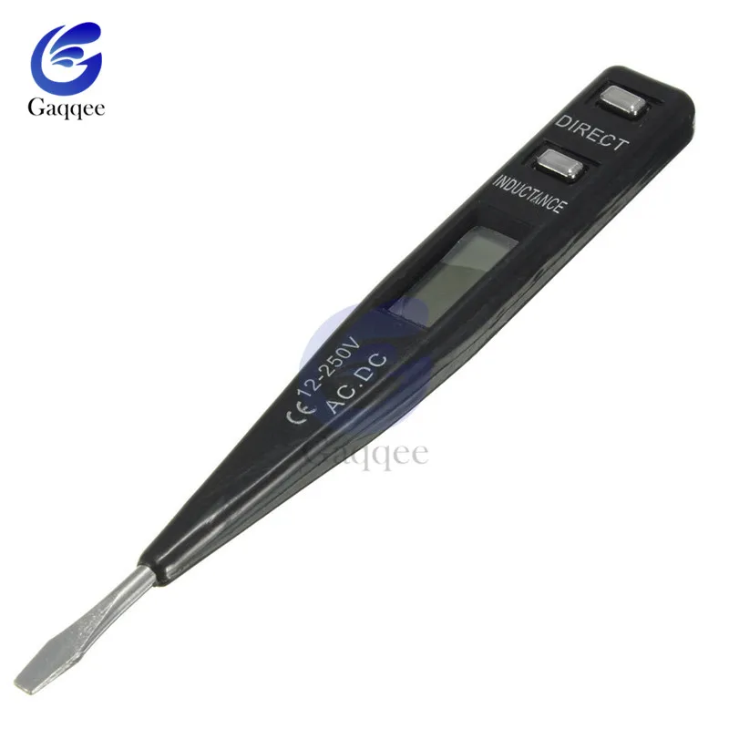 Черный AC DC 12 V-250 V тестер напряжения Ручка lcd Цифровой AC/DC детектор напряжения непрерывность обнаружения напряжения Ручка детектор индукции датчик - Цвет: Черный