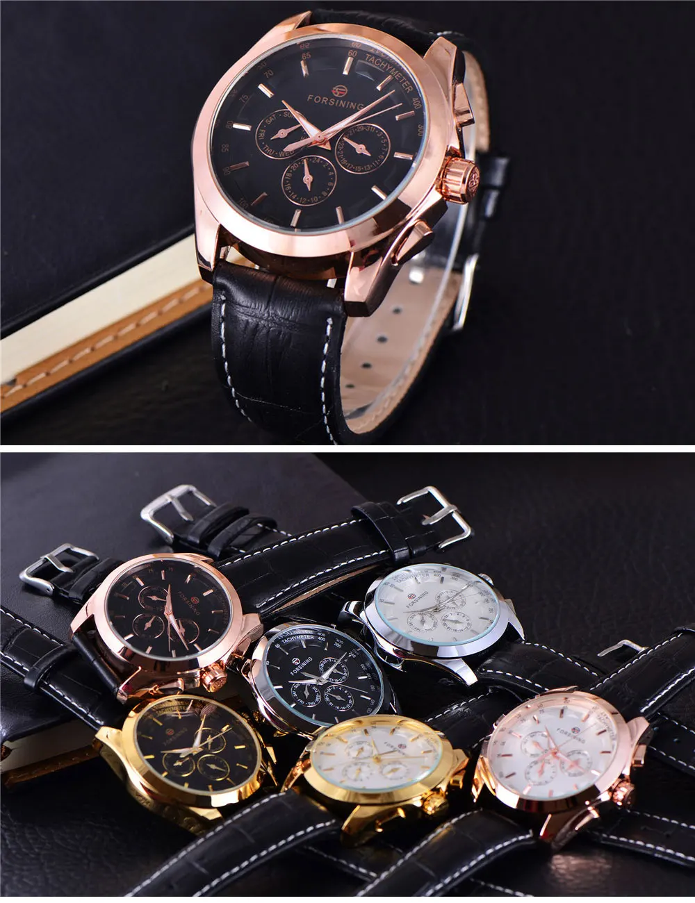 Часы наручные FORSINING мужские с 3d логотипом роскошные золотистые спортивные