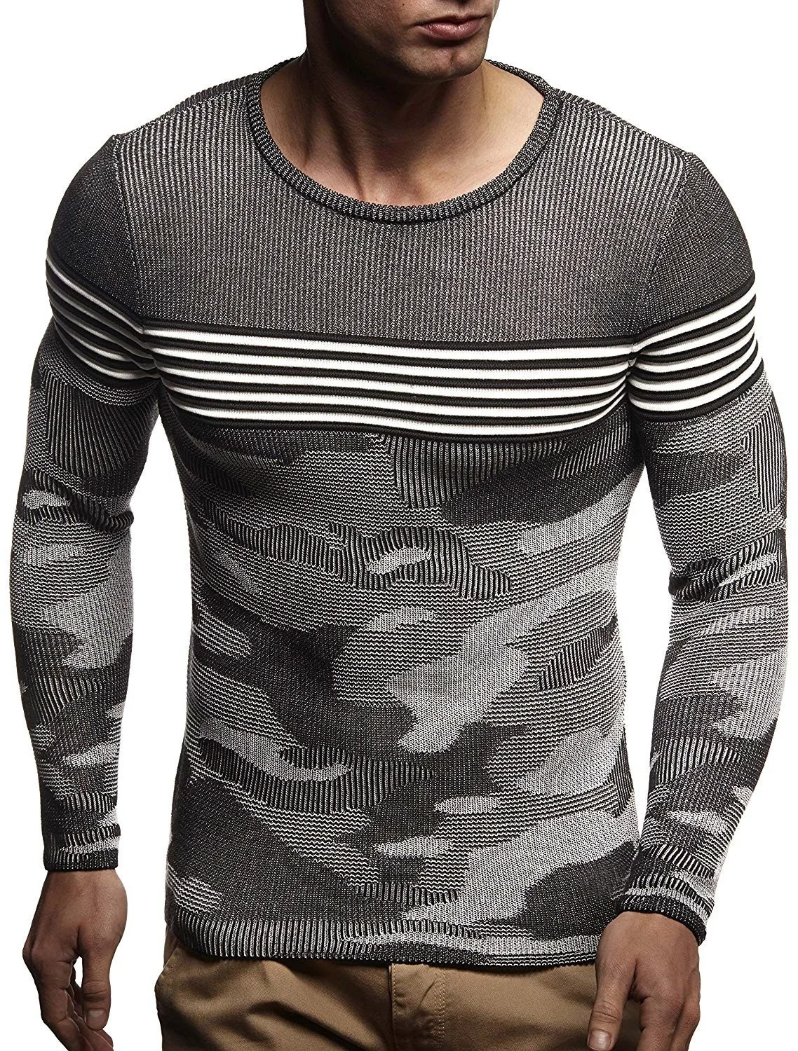 Мужской свитер вязаный с высоким воротом зимний пуловер в стиле хип-хоп уличная