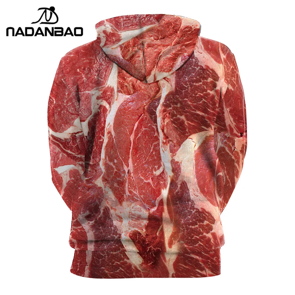 NADANBAO 2019 Новое поступление толстовки с капюшоном из говяжьего мяса 3D принтом в