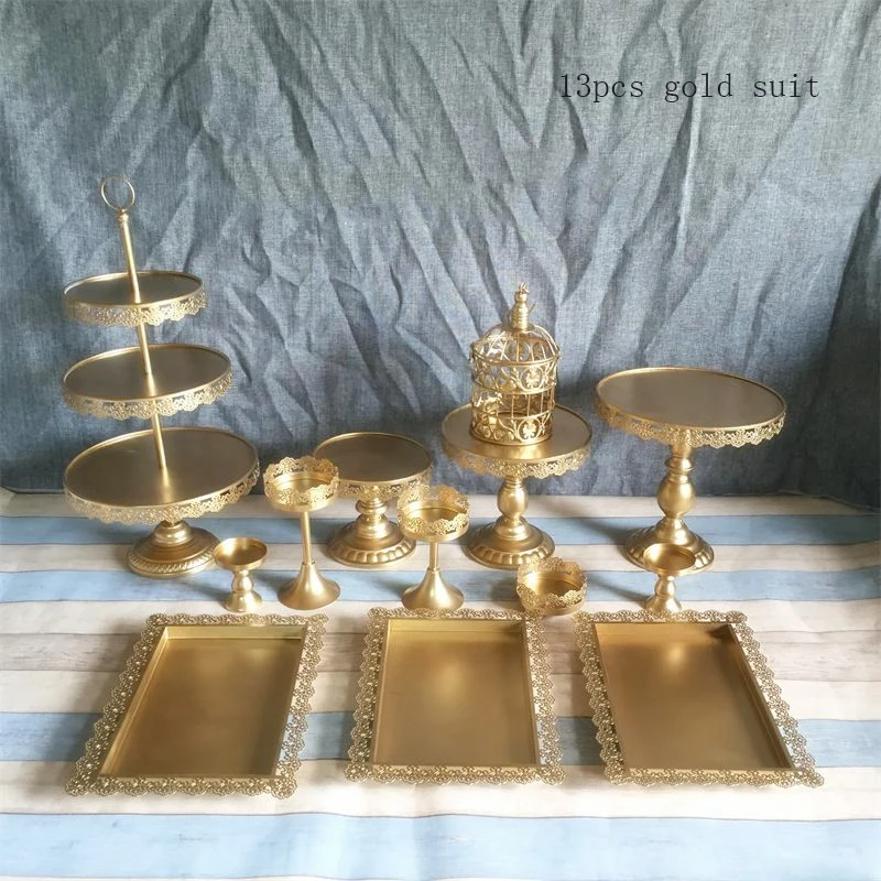 Подставка для торта золотого цвета набор из 13 предметов лоток дисплея свадебного