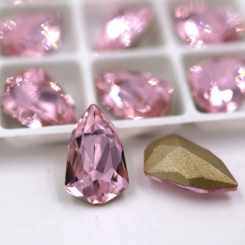 Pink 9x14 мм K9 остроконечные стеклянные стразы форма кристалла щит Стразы 20 шт diy Одежда/свадебные аксессуары - Цвет: Pink