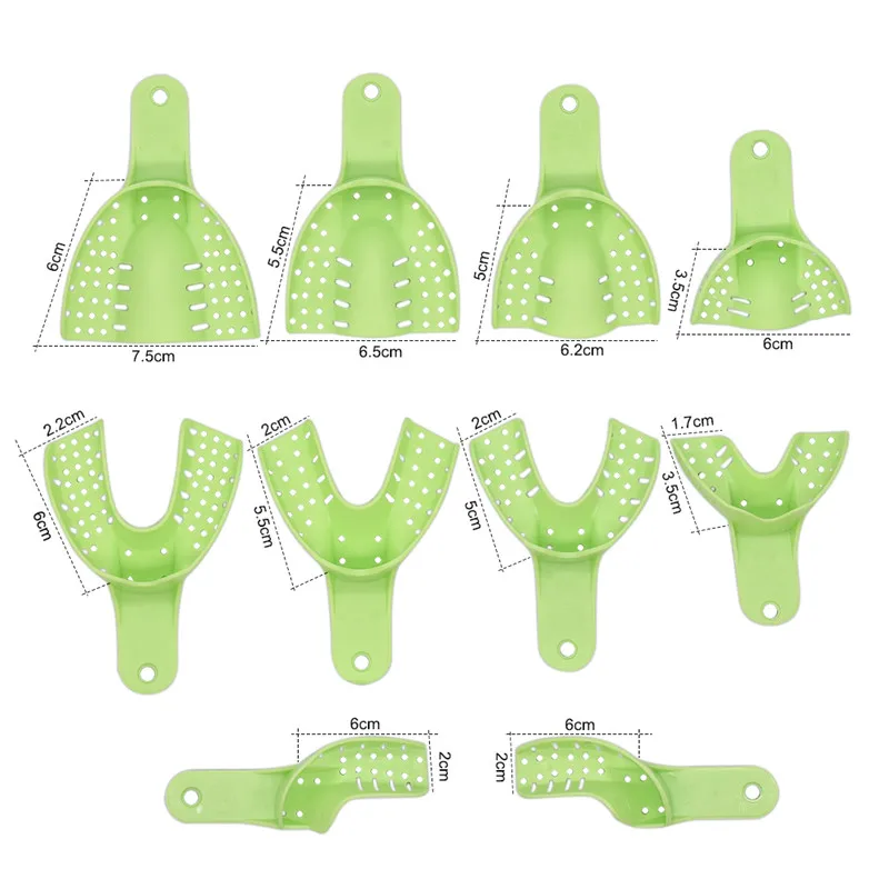 10 шт./кор. зеленые ротовые Автоклавируемые стоматологические оттискные лотки