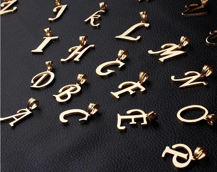 Мужские и женские унисекс модные золотые гладкие 26 Альфабет заглавные буквы