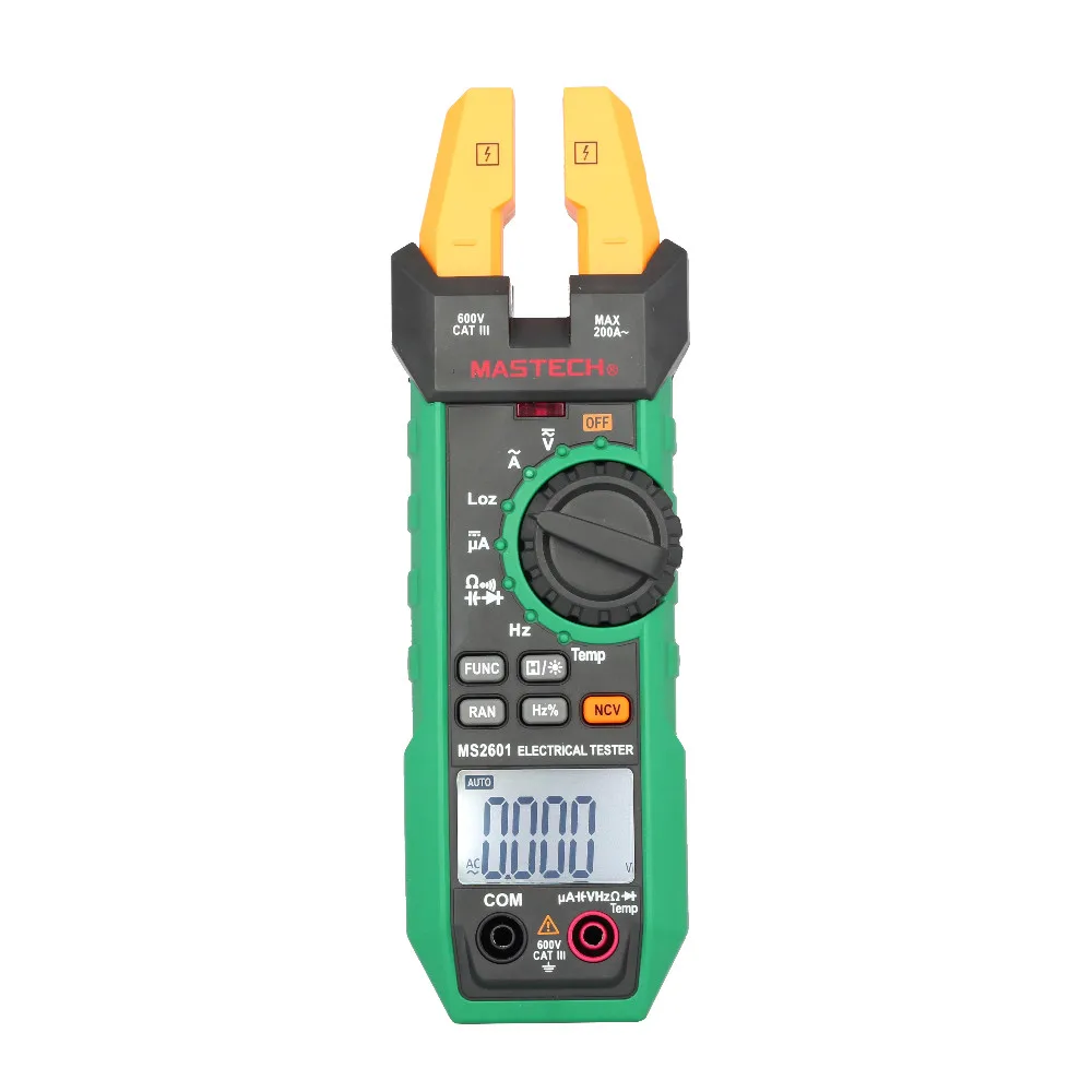Mastech MS2601 цифровой AC/DC вилка метр 200A 12 мм Напряжение Ток Сопротивление диоды непрерывность частоты рабочий цикл температура
