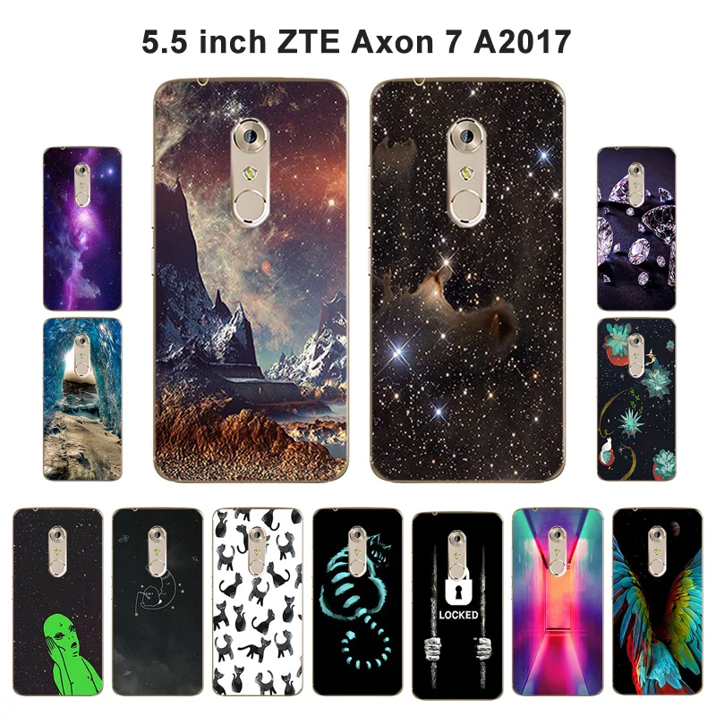 Мягкий силиконовый чехол для ZTE Axon 7 5 дюйма прозрачный из ТПУ с изображением
