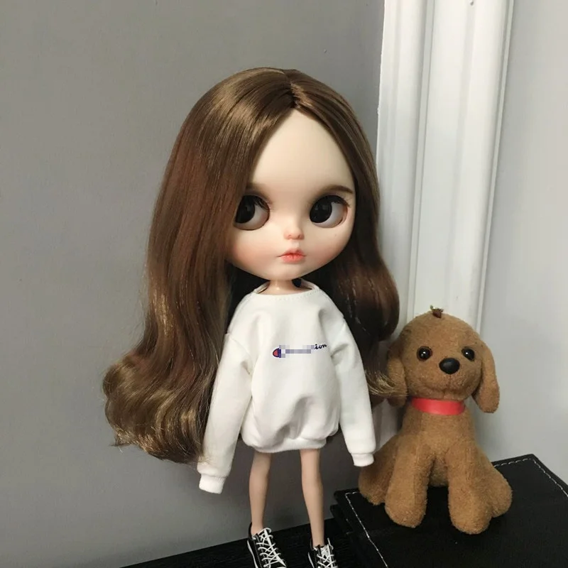 Повседневная Одежда для кукол Blyth с принтом, толстовка с капюшоном и длинными рукавами, футболка для кукол blyth azone Licca ob24 1/6, аксессуары для кукол, одежда