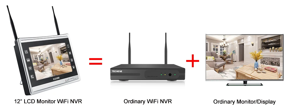 Techege 4CH беспроводной 1080P NVR комплект HD 1" ЖК-монитор 4CH wifi NVR безопасность 2MP аудио wifi камера CCTV камера система приложение дистанционное управление