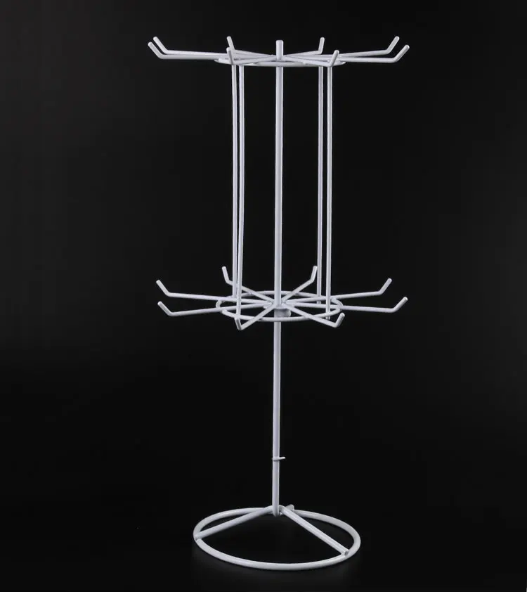 Белый металлический вращающийся Органайзер с 16 крючками для ожерелий и