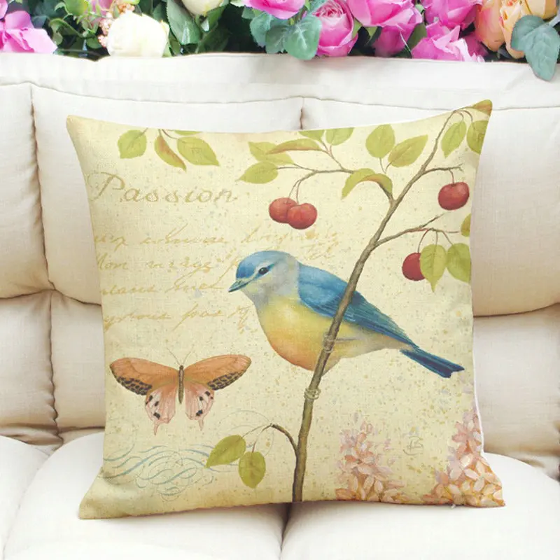 Картина маслом птицы Сельский стиль льняная наволочка подушки на диван подушка