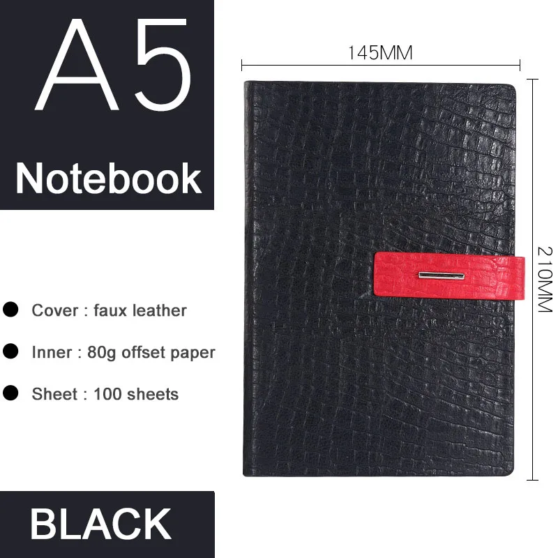 black Винтажный кожаный блокнот, подарок А5, твердая обложка, Filofax Journal, блокнот-планировщик, дневник, ретро органайзер, стационарный набор - Цвет: black