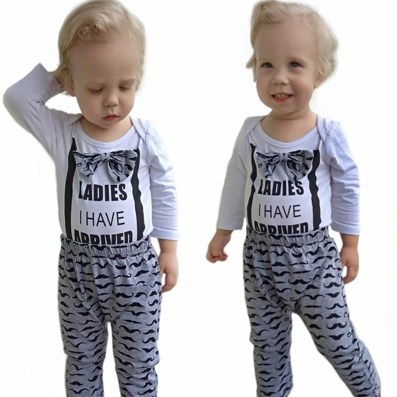 Набор одежды для новорожденных Baby Boys набор одежды 3шт. Галстук-бабочка Одежда для новорожденных 0-18 месяцев Усы с милым длинным рукавом Набор для младенцев ajax комплект для новорожденного осень одежда д