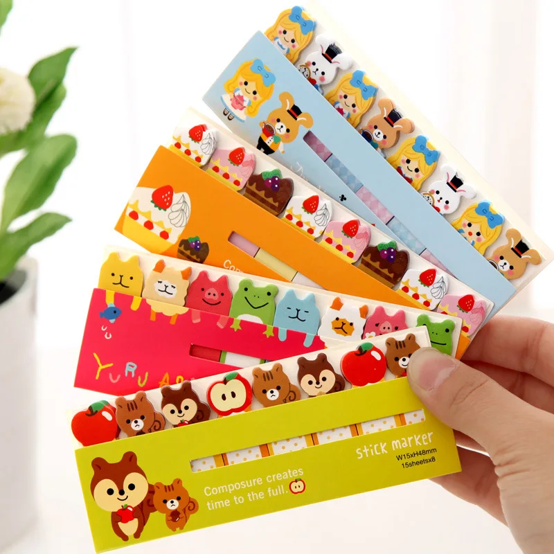 

4 pcs/Lot Cartoon sticky note stick & memo paper stickers bookmark stationery papelaria office School supplies