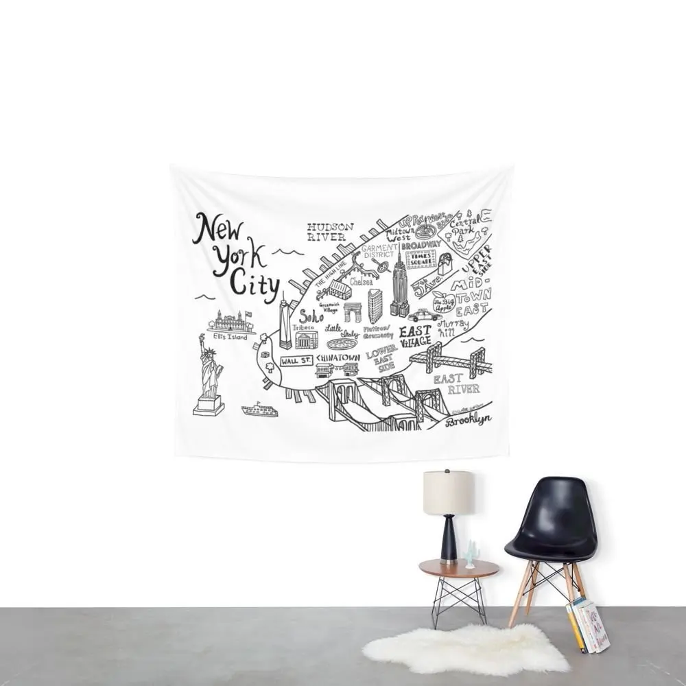 New York City Map Wall Tapestry Hanging For Decoration Fashion | Дом и сад