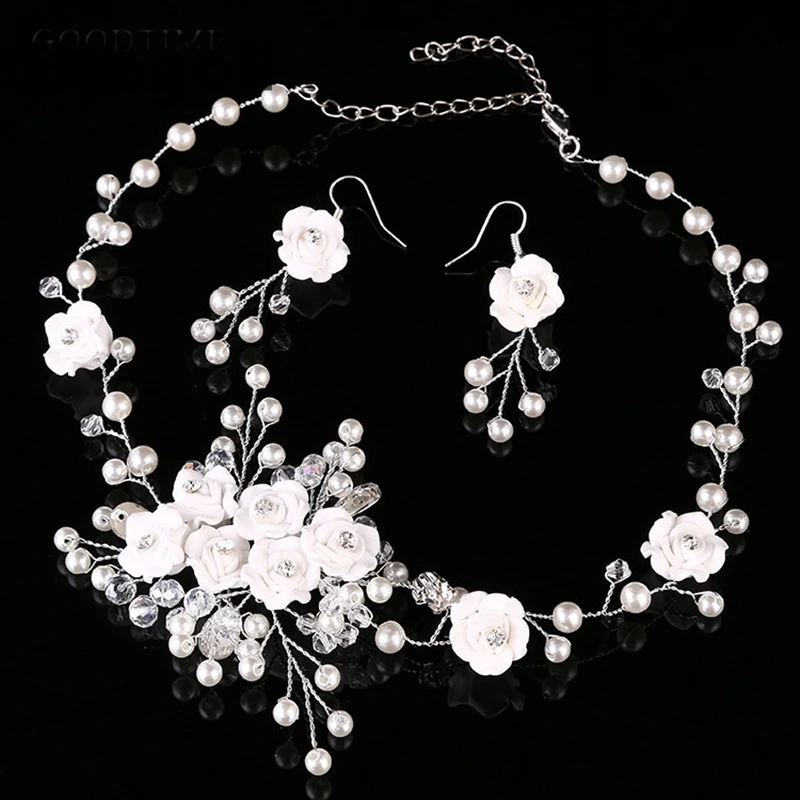 Комплект из колье серёг и кольца с жемчугом | Украшения аксессуары