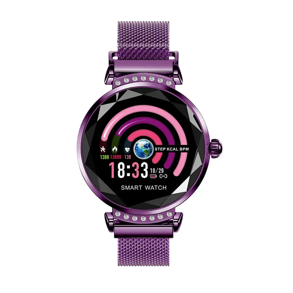 Purple DAROBO H2 Смарт-часы для женщин для Android IOS apple с кровяным давлением фитнес-трекер монитор сердечного ритма водонепроницаемые умные часы - Цвет: Purple