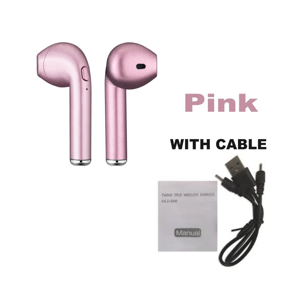 In-ear I7 i7s tws wireless Bluetooth Earphone Earbuds Headset earphones With Mic For apple xiaomi huawei phones with cables