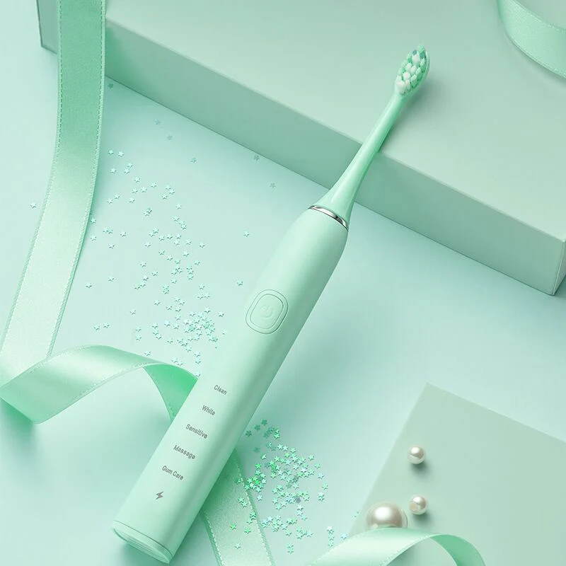Tiffany Blue Водонепроницаемая звуковая электрическая зубная щетка 5 режимов мощности звуковая Вибрирующая зубная щетка портативная перезаряжаемая беспроводная звуковая зубная щетка - Цвет: Tiffany Blue