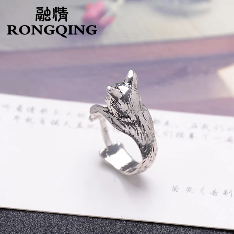 RONGQING горячая Распродажа Бохо Heppie винтажное 3D реалистичное кольцо в виде кошки