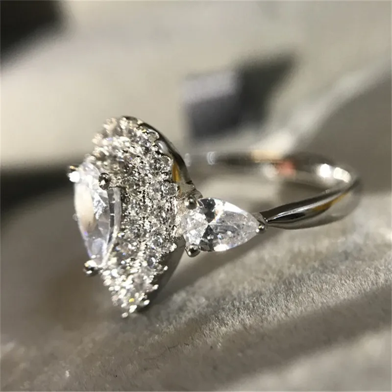 CC Ювелирные изделия 925 Серебряные кольца для женщин модные розовые капли воды