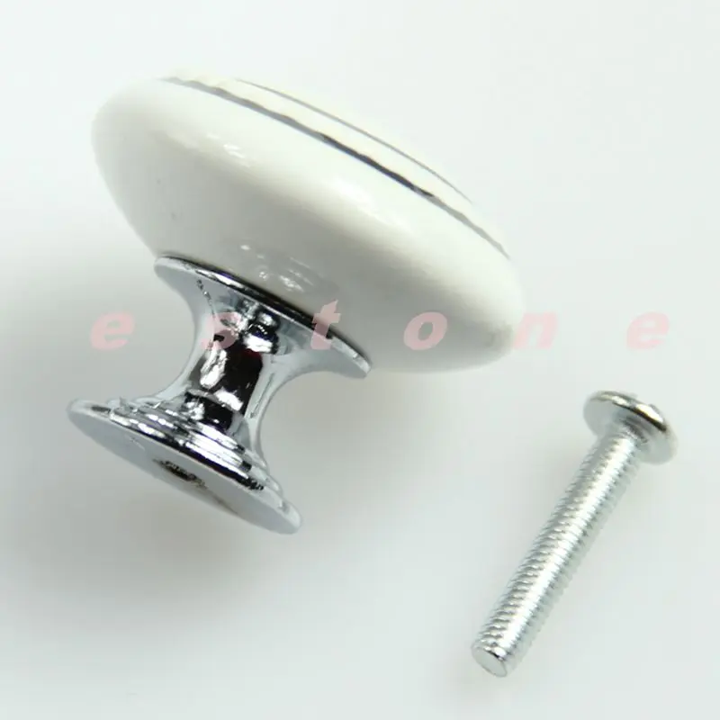 3pcs/lot White Ceramic Crystal Glass Door Knob Drawer Cabinet Kitchen Wardrobe Handle | Обустройство дома