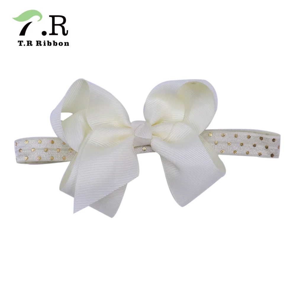 4 дюймовые банты для волос с золотой фольгой в горошек эластичная повязка на