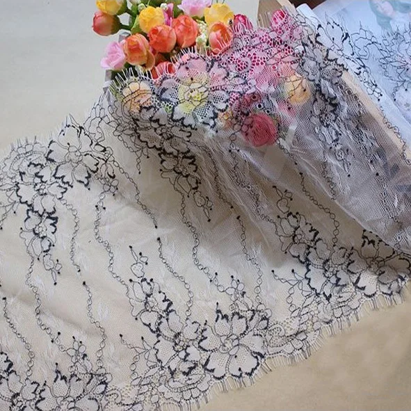 

Flower Eyelashes Lace Trim Fabric Applique Lace Ribbon Wedding Dress Decoration Diy 25cm wide 3M / 1pieces