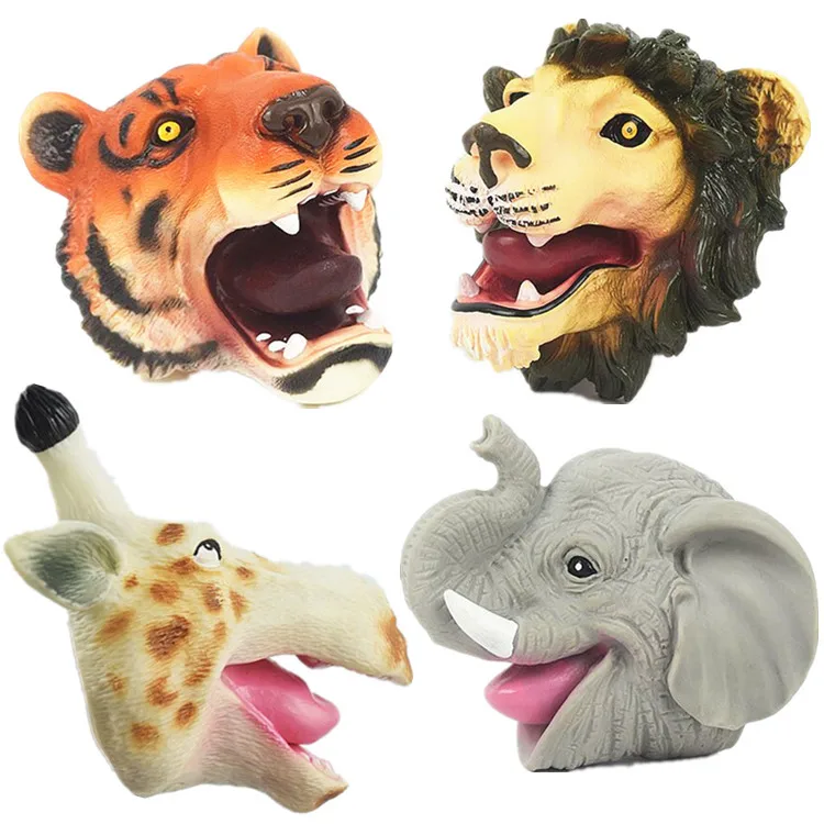 

Forest Animal Gloves Tiger Lion Elephant Hand Puppet Soft Plastic Toys Props Mouth Can Active