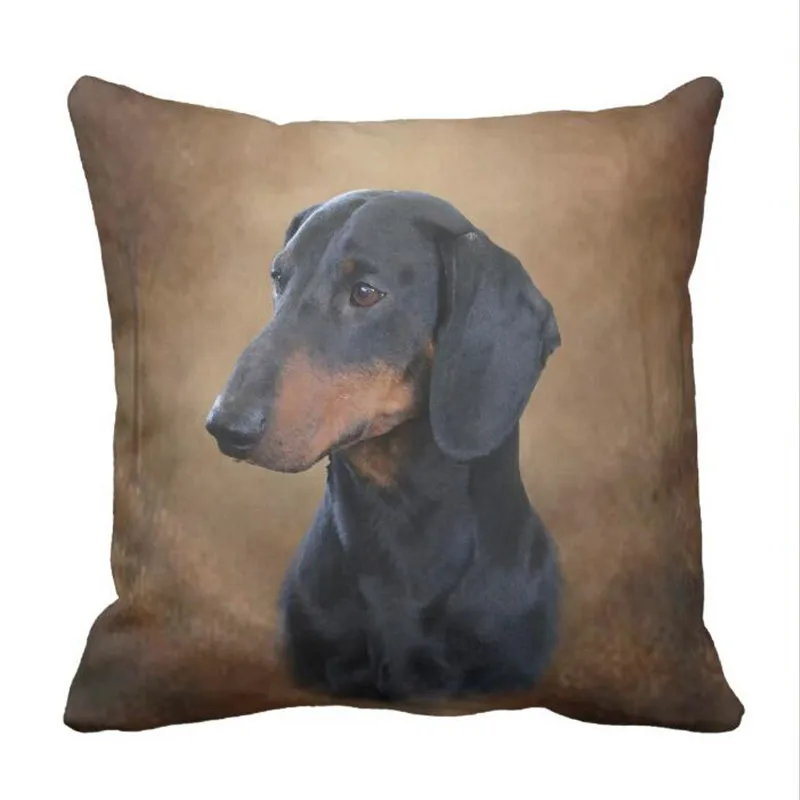 Розовый такса Винер собака на серый наволочка | Дом и сад