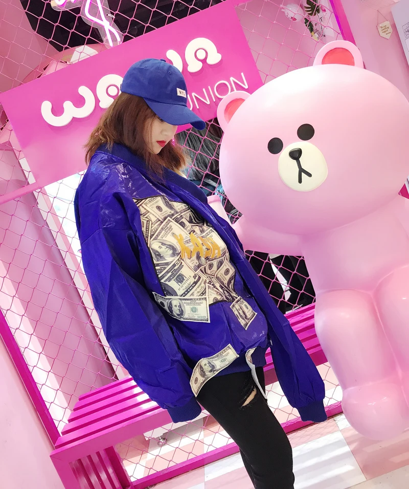 Супер огонь свободные уличные Harajuku пара оверсайз пальто летный Костюм BF весна и