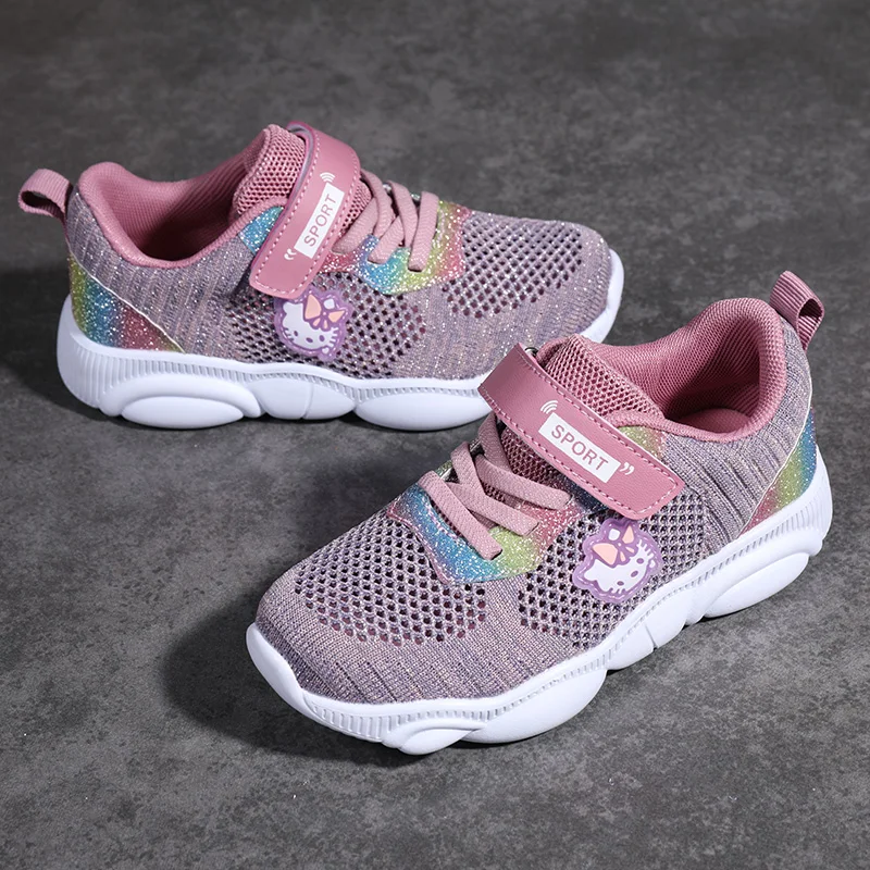 28-38 детская спортивная обувь для девочек кроссовки бега дышащая сетчатая | Спорт