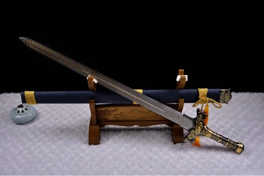 Замечательный меч HanJian Katana с заточенным лезвием из 1090 углеродистой стали кожаный