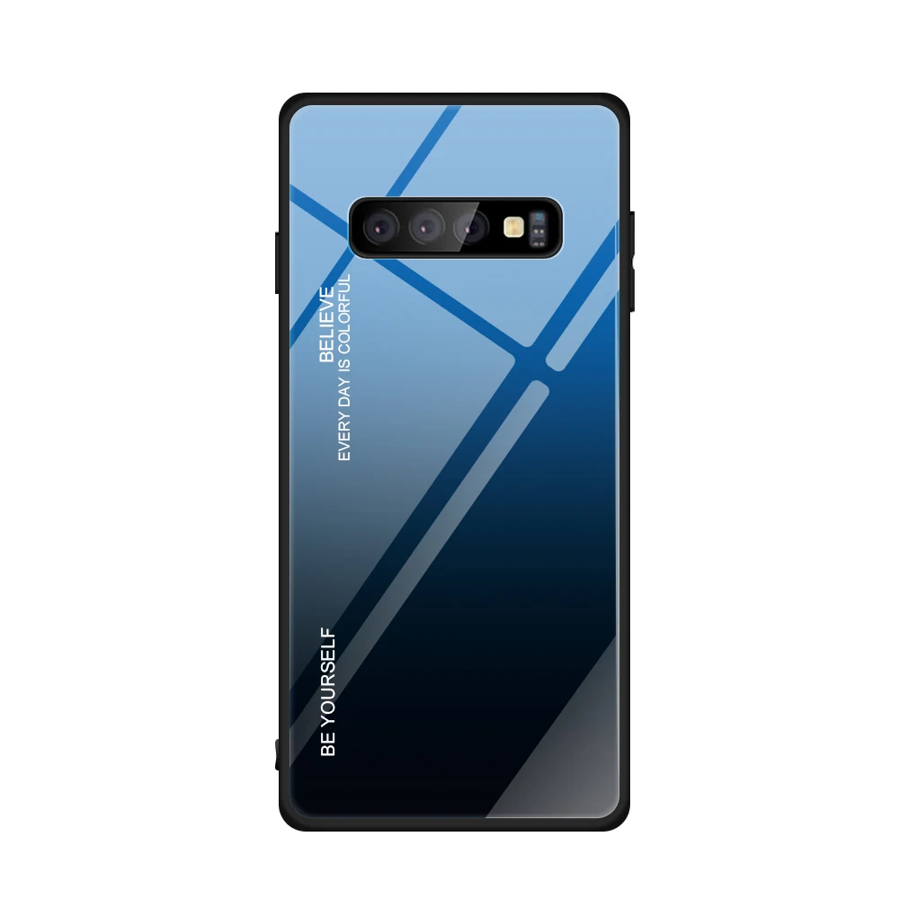Blue Black For Case Mocolo 3D изогнутое премиум стекло для samsung S10 Защитная стеклянная пленка для экрана для Galaxy S10 Plus S10e градиентный чехол из закаленного стекла - Цвет: Blue Black For Case
