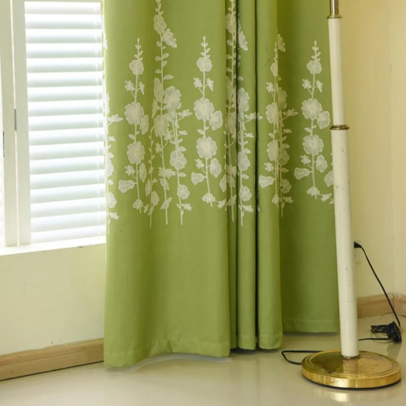 Зеленые занавески с вышивкой вуаль курьерские современные гостиной