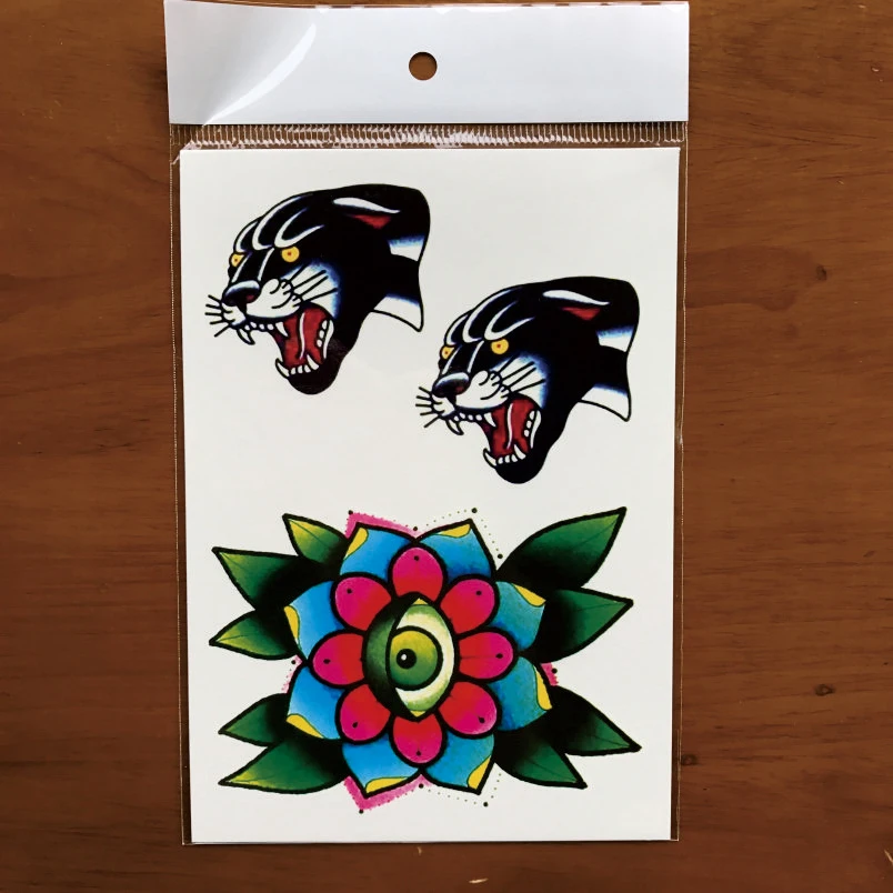 OS04 2 шт. Старая школа Гепард голова и Всевидящее Око цветочный узор временная