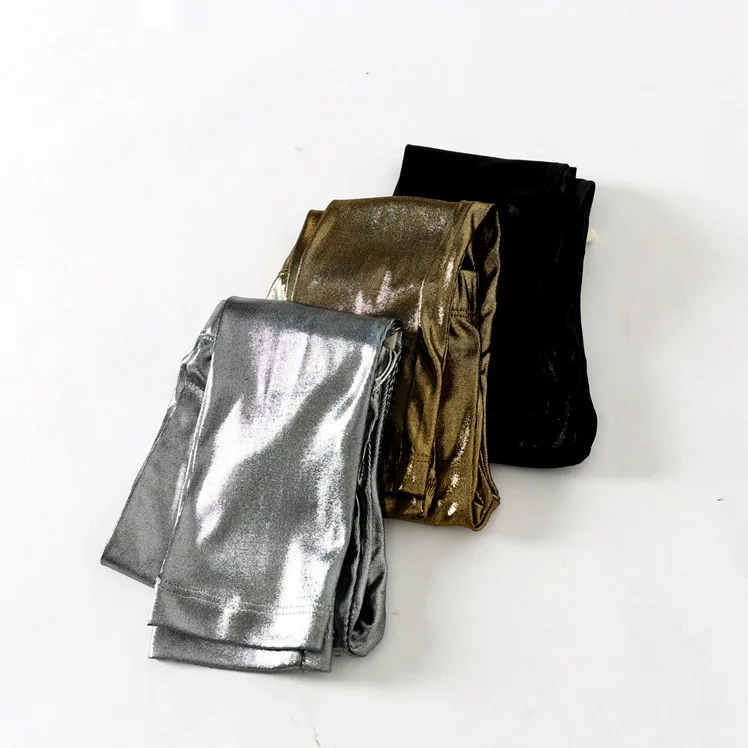 Ins/Лидер продаж леггинсы ярких цветов для девочек брюки цвет золотой серебристый