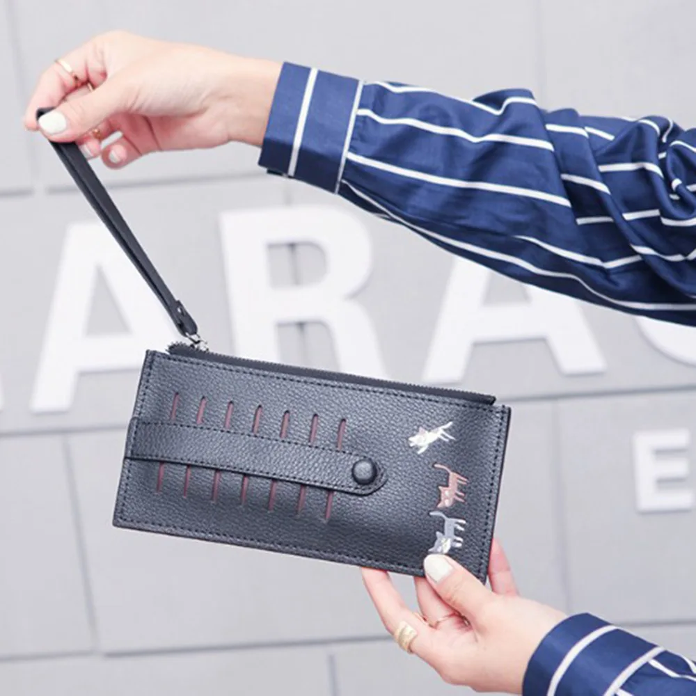 Новая сумка для женщин корейский кошелек с милым котенком и принтом Длинный