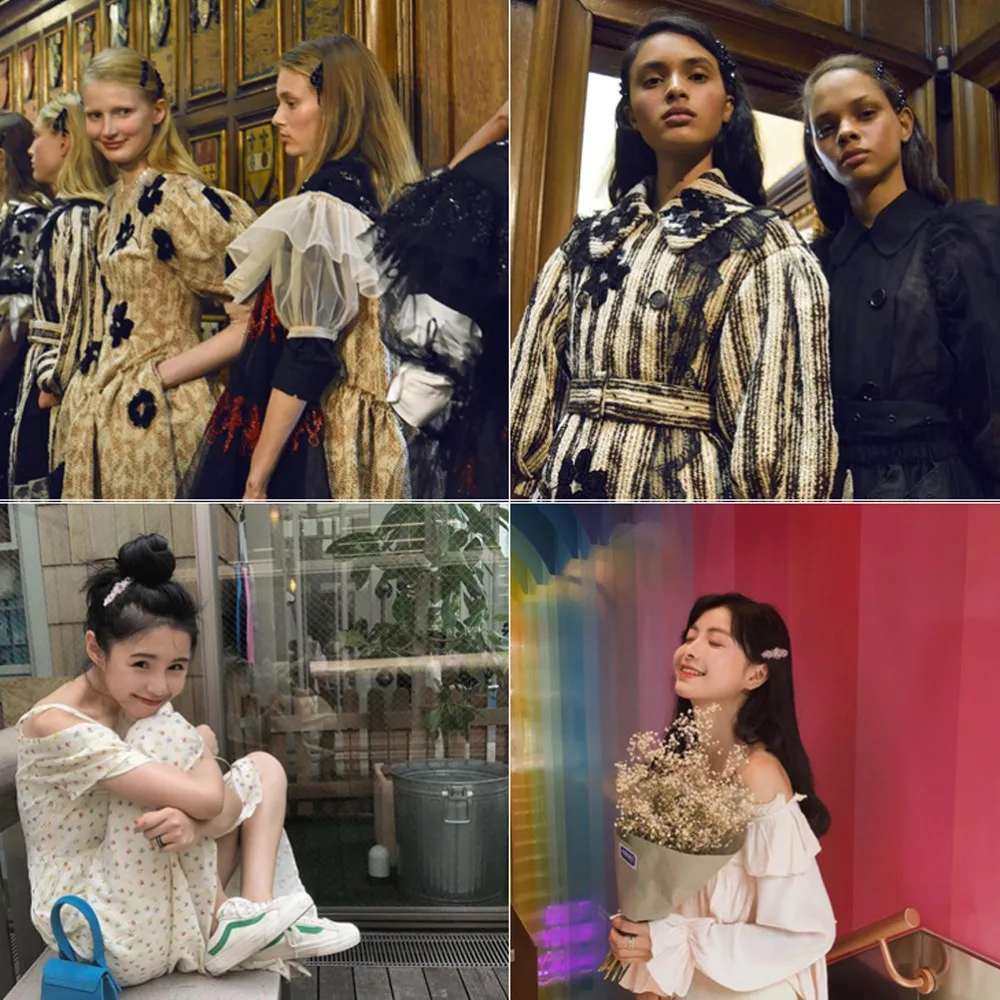 М мизм INS Стиль Кристалл заколки для волос женщин Элегантный Флора девушки