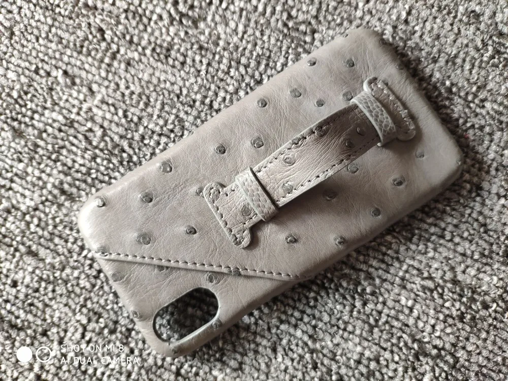 Чехол для iPhone X XR XS MAX из натуральной кожи, натуральный страусовый чехол для телефона iPhone X, карман для карт+ держатель для шнура