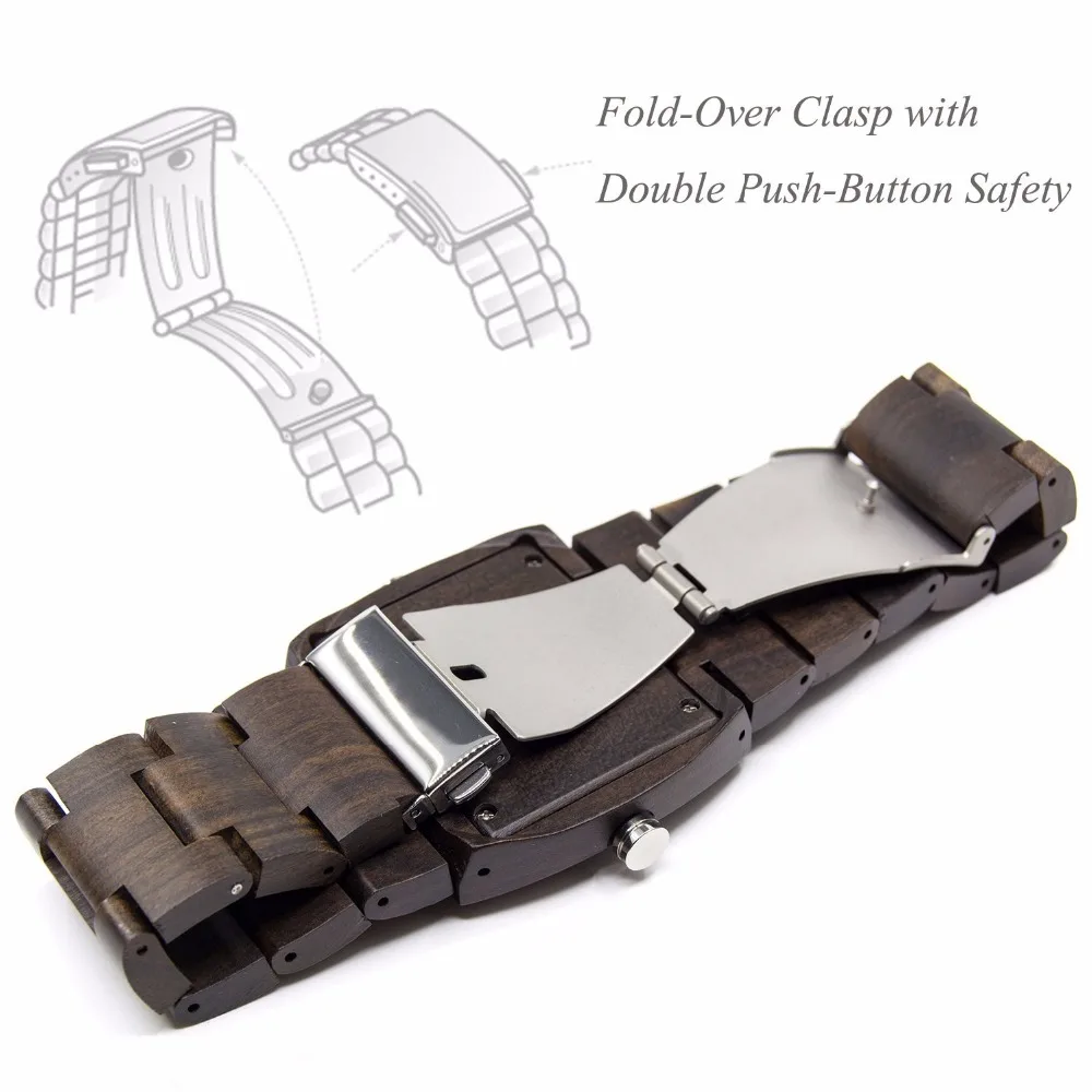 Мужские деревянные часы BEWELL с японским кварцевым механизмом и двойным