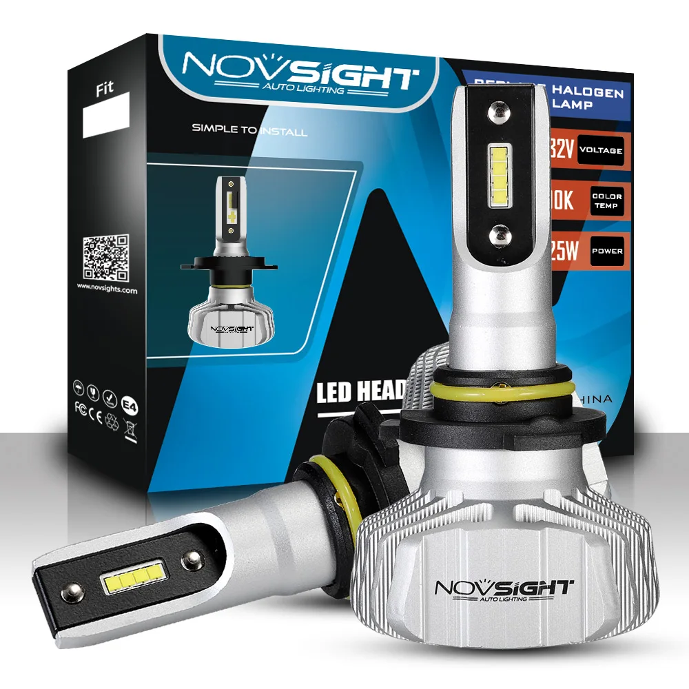 NOVSIGHT H1 H3 H4 H7 H11 H13 Автомобильный светодиодный фары 9005 9006 9007 50 Вт 10000LM белый 6500K IP68 Номинальная Водонепроницаемый и пылеотталкивающий