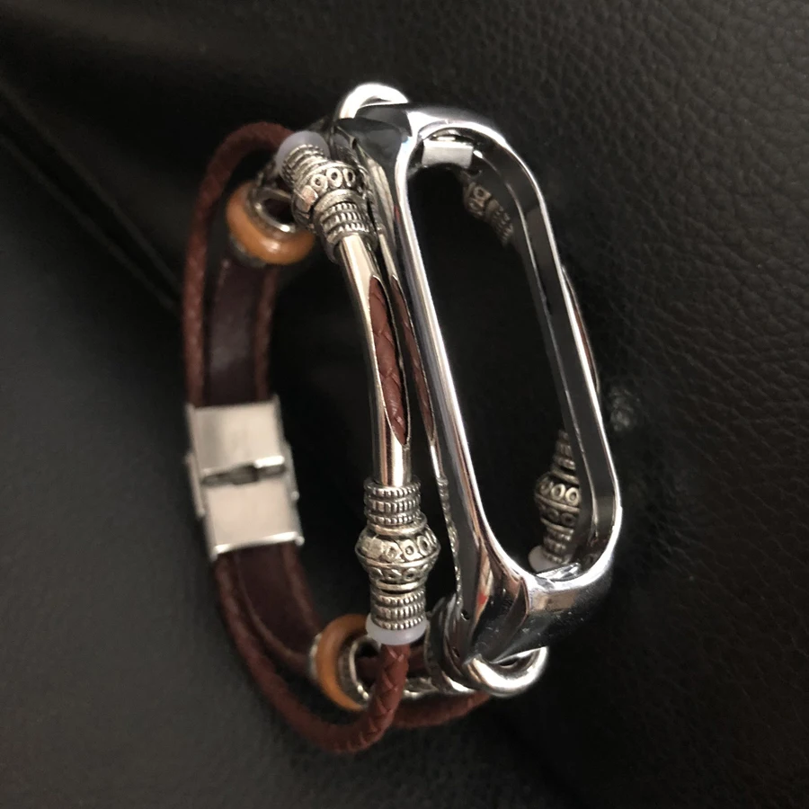 

Strap for Xiaomi Mi Band 4 Wristband Leather Braided Watch Band Belt Bracelet for Mi Band 4 Accessories