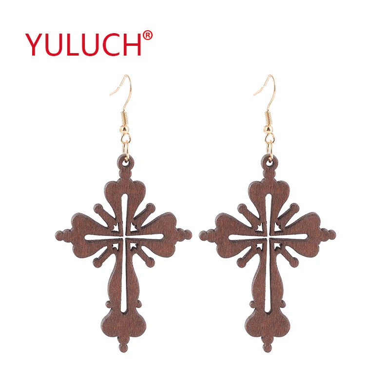 YULUCH 2018 Популярные Религиозные ювелирные изделия деревянный крест ажурные