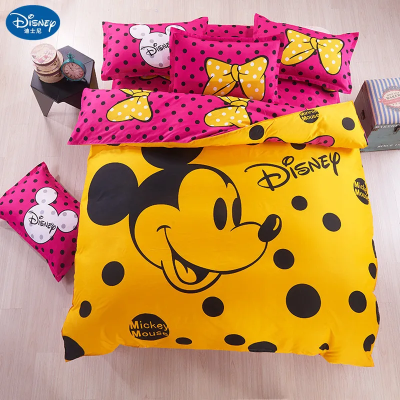 

Mickey mouse Bedding Set Cover pillowcase quilt minnie mouse cartoon Children bedclothes bed set Disney Home textile